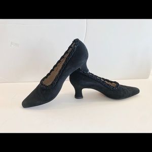 Bally Black Suede w/ Blk Suede Woven Trim-size9M